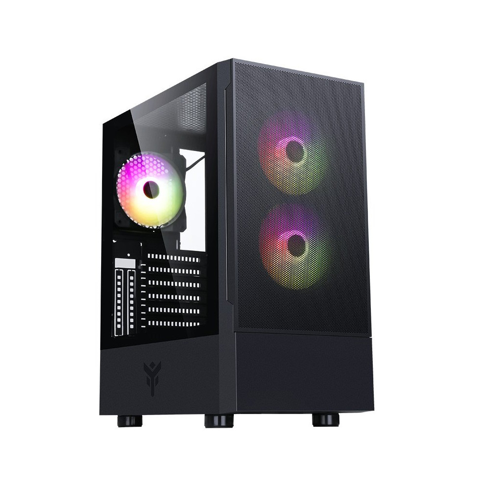 ITEK CASE SIISBE 3.0 - GAMING MIDDLE TOWER, 3X12CM ARGB FAN, USB3, SIDE PANEL TEMP GLASS WITH HINGE