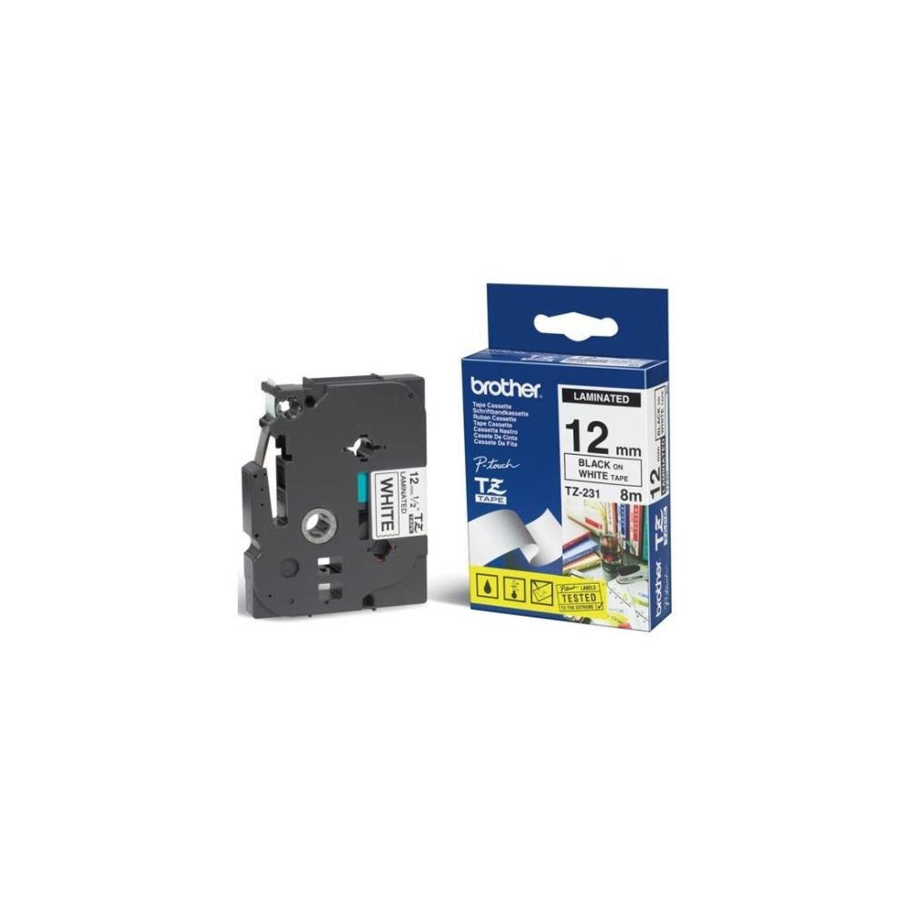 BROTHER NASTRO LAMINATO DA 12 MM (8M)  NERO/BIANCO