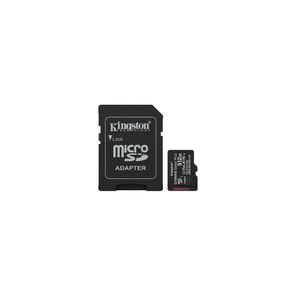 KINGSTON MICRO SDXC 512GB CANVAS SELECT PLUS GEN3 150MB CARD CON ADATTATORE