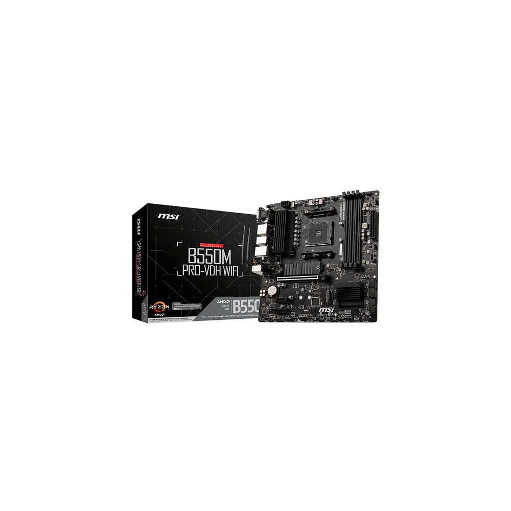 MSI MB AMD B550, B550M PRO-VDH WIFI, AM4, 4DDR4, 1PCI-Ex16, 2PCI-Ex1, 2M2, 4SATA3 MATX