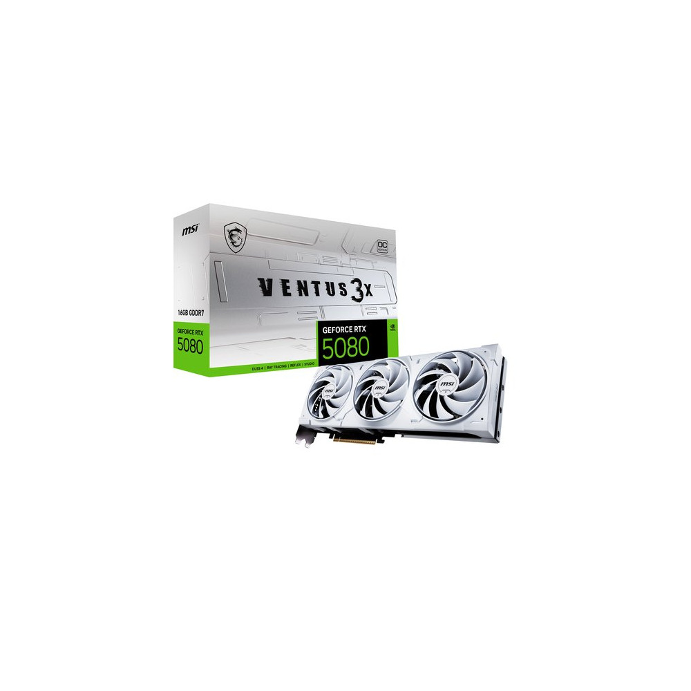 MSI VGA GEFORCE RTX 5080, RTX 5080 16G VENTUS 3X OC WHITE, 16GB GDDR7, HDMI1/DP3, ATX, TRIPLE FAN, O