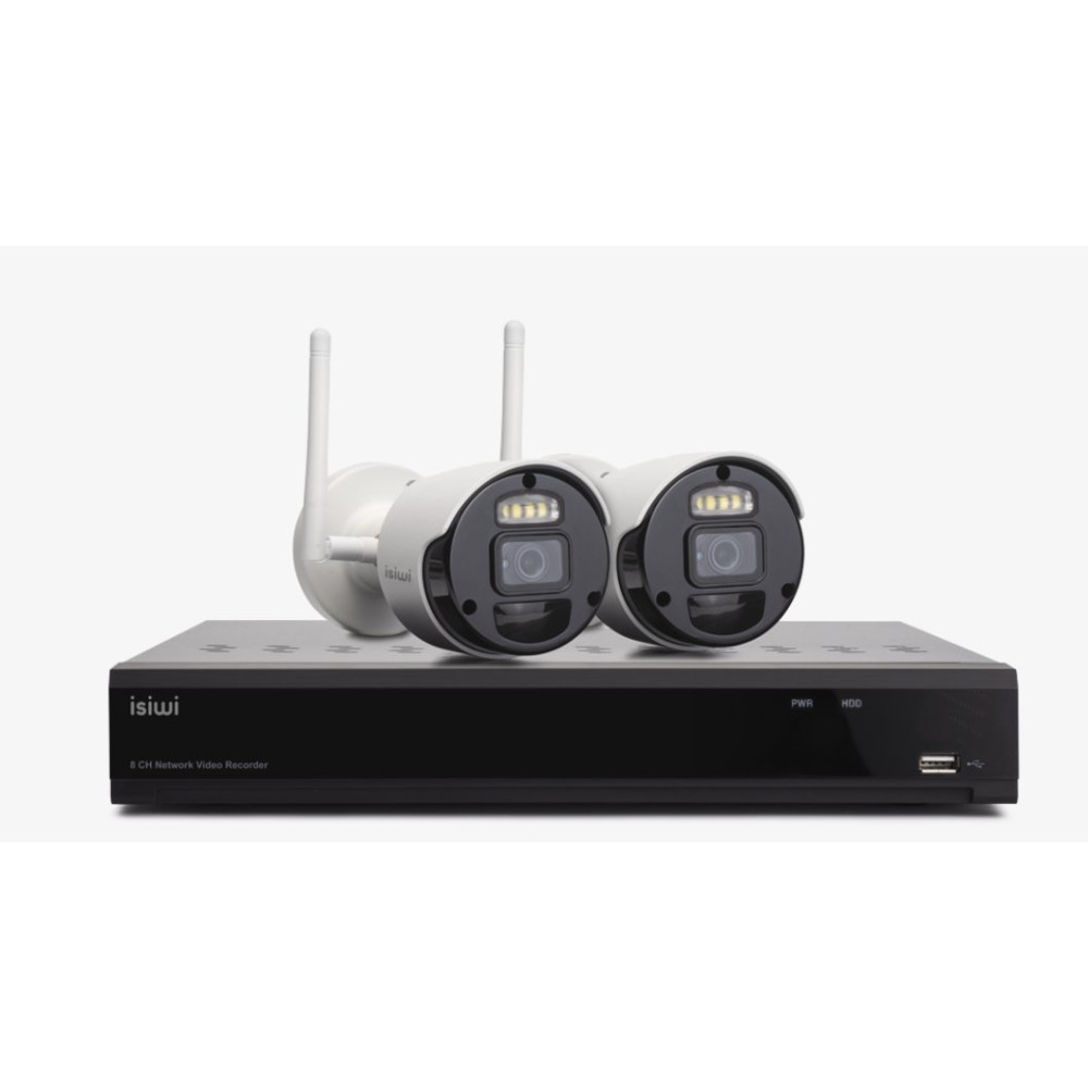 ISIWI KIT WIRELESS CONNECT AIR2 ISW-K2N8BFBTA4MP-2 GEN1 NVR 8 CANALI + 2 TELECAMERE  A BATTERIA DA 8