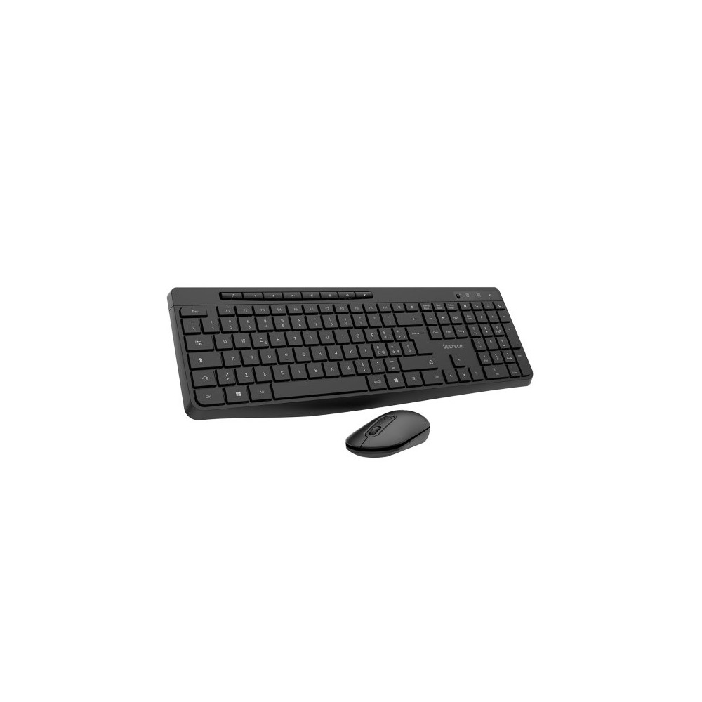 VULTECH TASTIERA E MOUSE BUNDLE, WIRELESS LOW PROFILE, TASTI FUNZIONALI, 1600DPI REGOLABILI 2,4GHZ