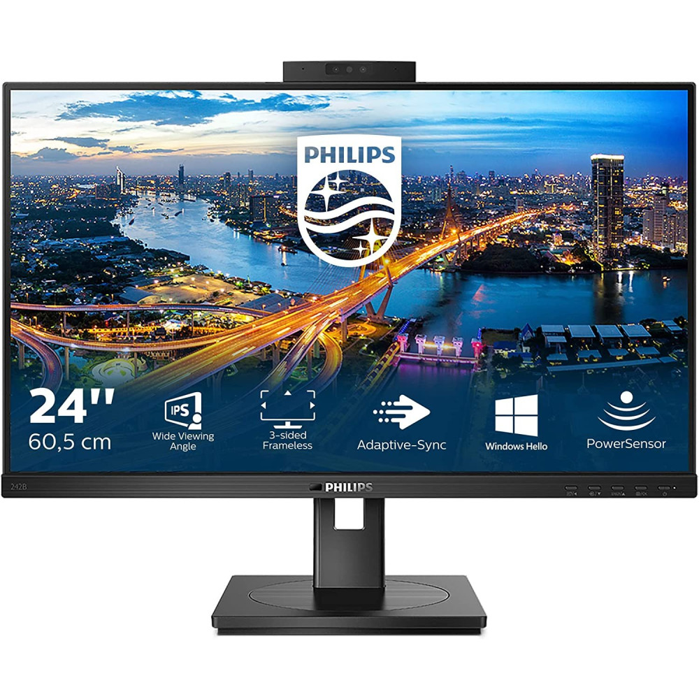 PHILIPS MONITOR 23,8 LED IPS 16:9 FHD 4MS 250 CDM VGA/DVI/DP/HDMI WEBCAM PIVOT MULTIMEDIALE