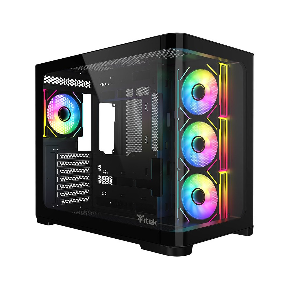 ITEK CASE DARK CAVE CURVED, GAMING TOWER, ATX, 4X12CM  ARGB FAN, 2XUSB3, TYPE-C, CURVED TEMP GLASS S