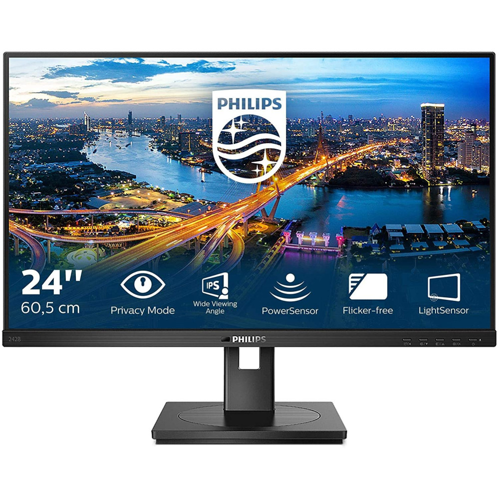 PHILIPS MONITOR 23,8 LED IPS 16:9 FHD 4MS 350 CDM VGA/DVI/DP/HDMI PRIVACY MODE PIVOT MULTIMEDIALE