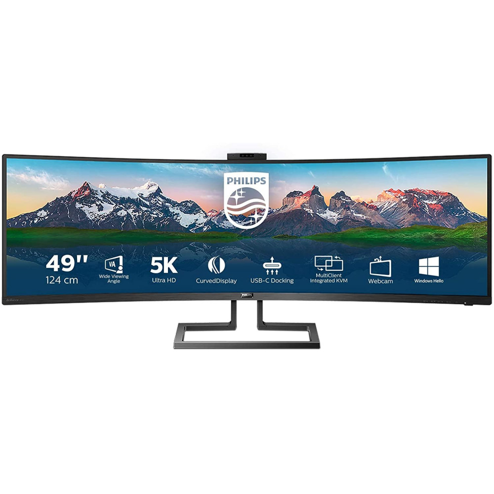 PHILIPS MONITOR CURVO 49 LED VA SUPERWIDE 32:9 5120X1440 5MS 450CDM, HDMI/DP/USB, WEBCAM, DOCKING STATION USB-C, MULTIMEDIALE