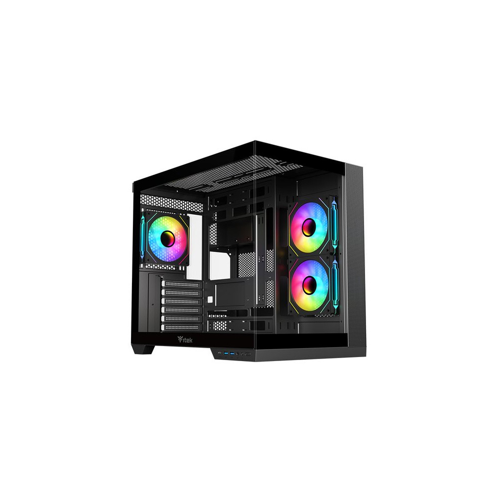 ITEK CASE DARK CAVE DS, GAMING TOWER, ATX, 3X12CM ARGB FAN, 2XUSB3, TYPE-C, SIDE  FRONT PANEL TEMP