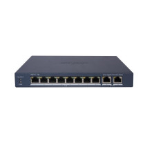 HIKVISION SWITCH L2, SMART MANAGED, 8 GIGABIT RJ45 POE PORTS, 2 GIGABIT RJ45 PORT, 802.3AF/AT, POE P