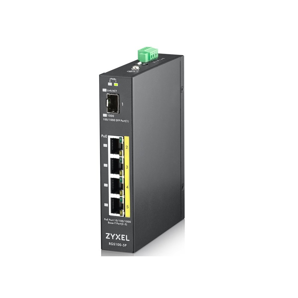 ZYXEL SWITCH INDUSTRIALE UNMANAGED, 4X GIGABIT POE 120W, DIN RAIL, ALIM. 12-58V DC