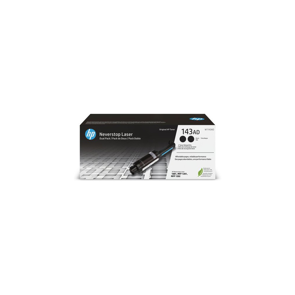 HP TONER NERO 143A RICARICA PER PER NEVERSTOP 1001NW / 1201N/ 1202 NW, DUAL PACK