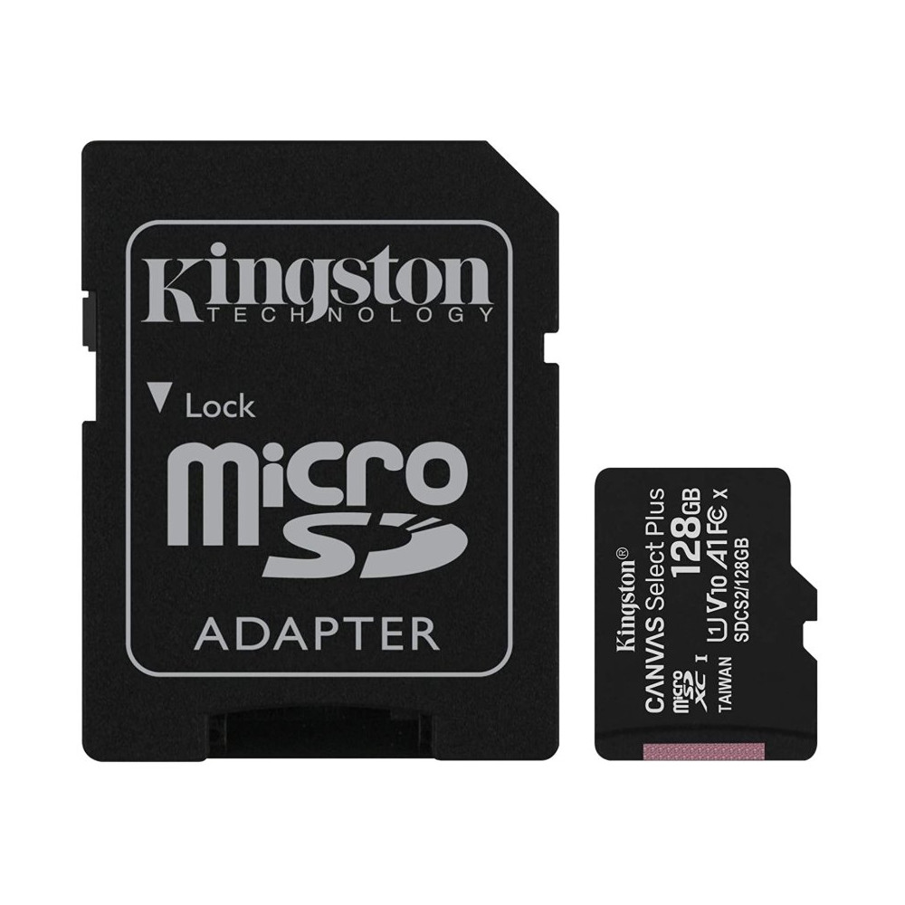 KINGSTON MICRO SDHC 128GB CANVAS SELECT 80R CL10 UHS-I CON ADATTAT