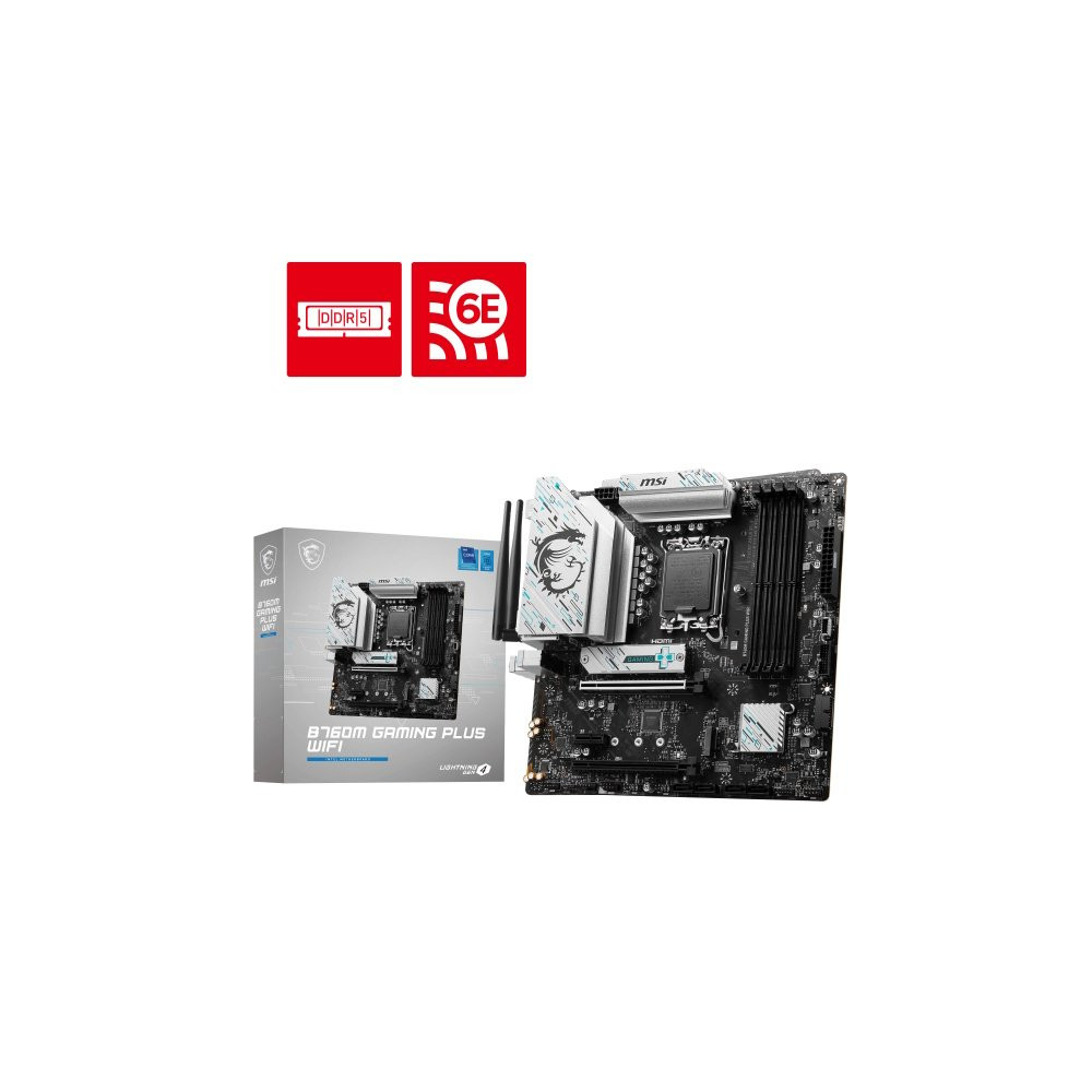 MSI MB B760, B760M GAMING PLUS, LGA1700,4DDR5,2PCI-EX16,1PCI-EX1,2M.2,4SATA3,2USB3.2 GEN2,7US
