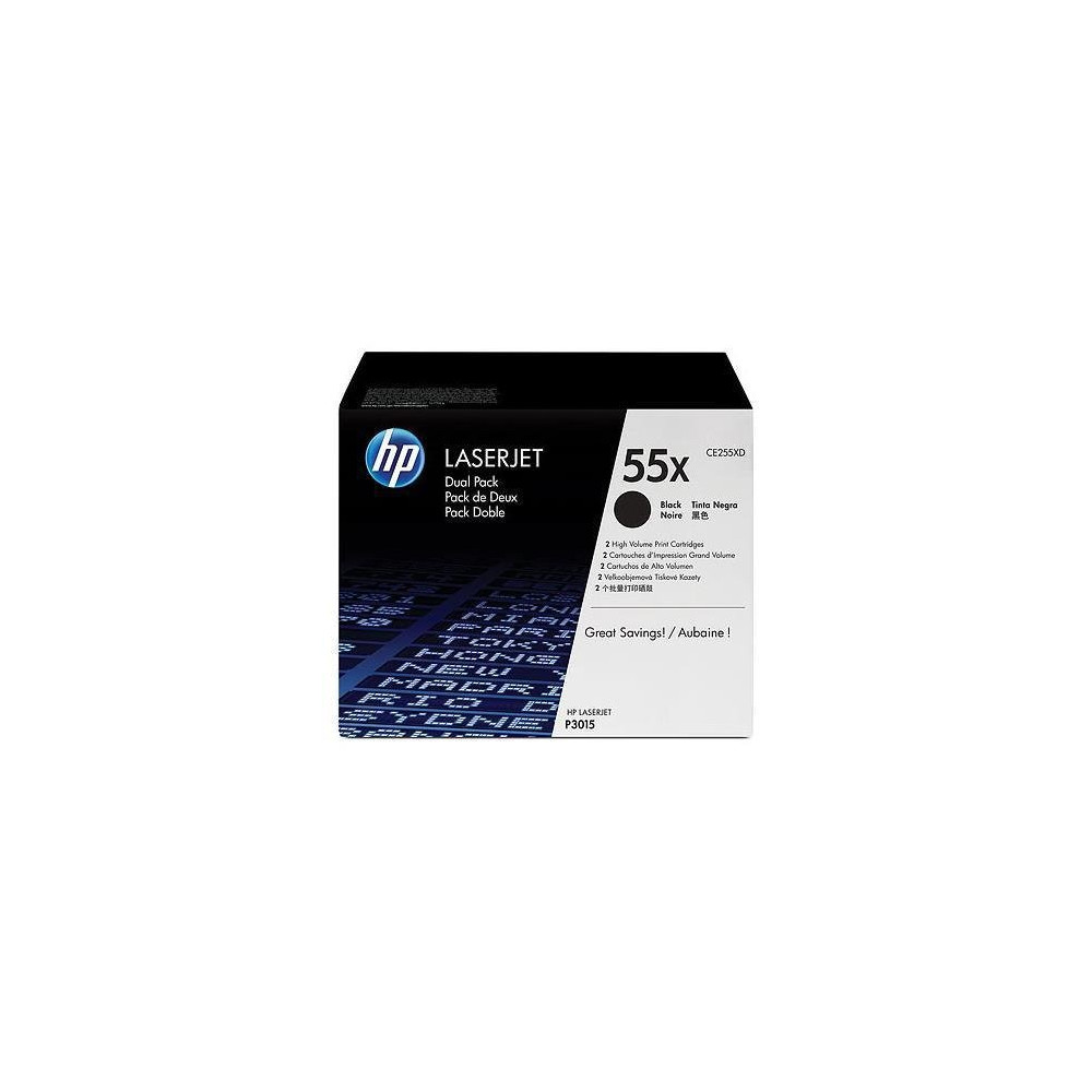 HP TONER NERO 55X PER LJ P3015 12.500 PAG (CONF 2 PZ)