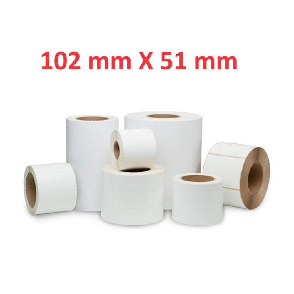 Opaco White Roll Adesivo 102mm x 51mm, 650 labels,Diametro 40mm Ad inchiostro JICH102X51WT