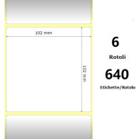 White 102x102mm, 640 Et/Rotolo Z-2000D 4x4x 1 Core,circonferenza 106mm ZE10010033