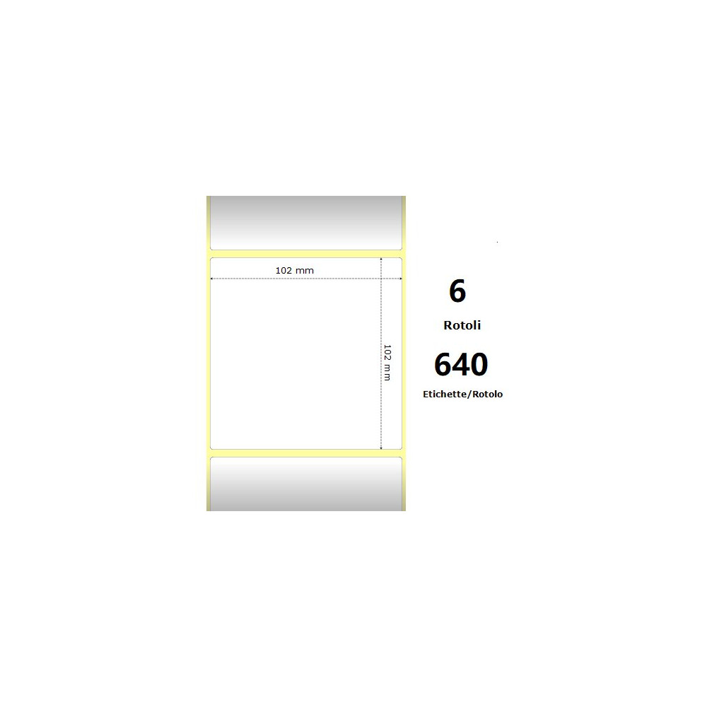White 102x102mm, 640 Et/Rotolo Z-2000D 4x4x 1 Core,circonferenza 106mm ZE10010033