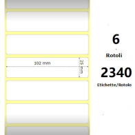 White 102x25mm,2340 Et/Rotolo Z-4000D, 4x1x1 Core, 6 Rolls ZE10010045