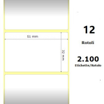 White 51x32mm,2100 Et/Rotolo Z-1000D, 2x1.3x1 Core,circonferenza 111mm ZE880175-031D