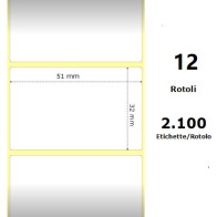 White 51x32mm,2100 Et/Rotolo Z-1000D, 2x1.3x1 Core,circonferenza 111mm ZE880175-031D
