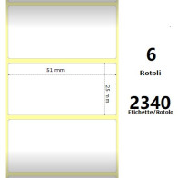 White 51x25mm, 2340 Et/Rotolo Z-2000D 2x1x1 Core, 6 Rolls ZE10010028