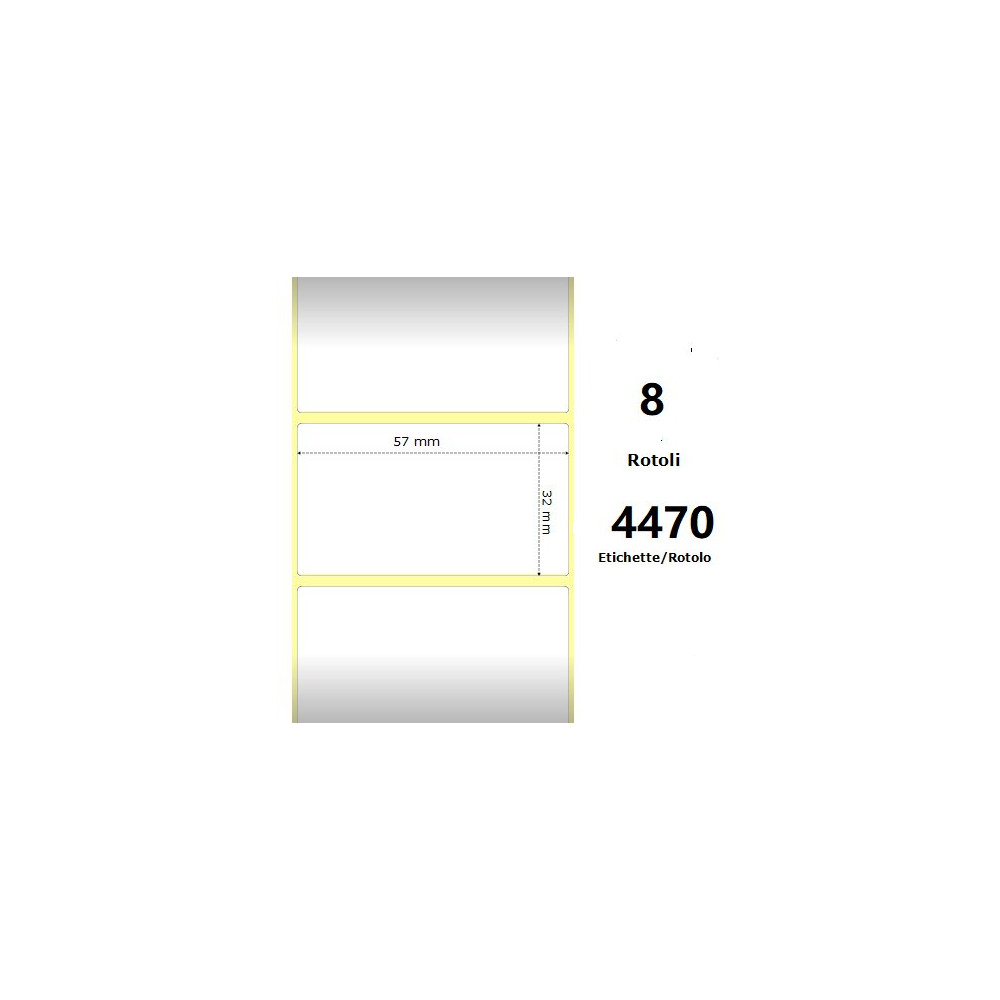 White 57x32mm,4470 Et/Rotolo Z-1000D,2.2x1.3x3 Core,circonferenza 175mm ZE3006307-T