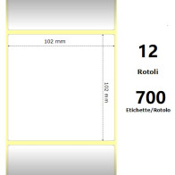 White 102x102mm, 700 Et/Rotolo Z-2000D 4x4x1 Core, 12 Rolls ZE800264-405