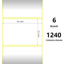 White 76x51mm,1240 Et/Rotolo Z-4000D, 3x2x1 Core, 6 Rolls ZE10010044