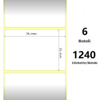 White 76x51mm,1240 Et/Rotolo Z-4000D, 3x2x1 Core, 6 Rolls ZE10010044
