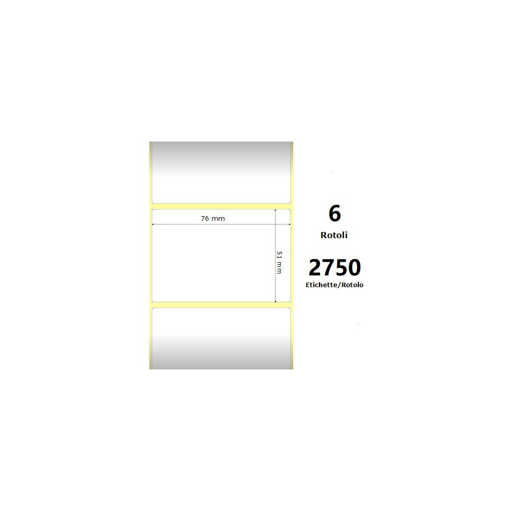 White 76x51mm, 2750 Et/Rotolo Z-2000D 3x2x3 Core,circonferenza 174mm ZE10000295