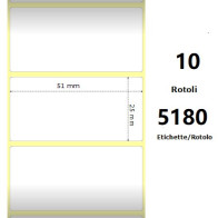 White 51x25mm, 5180 Et/Rotolo Z-2000D, 2x1x3 Core,circonferenza 170mm ZE880154-025