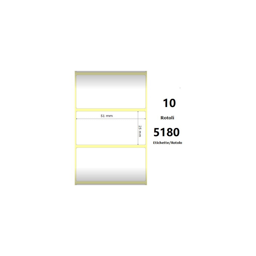 White 51x25mm, 5180 Et/Rotolo Z-2000D, 2x1x3 Core,circonferenza 170mm ZE880154-025