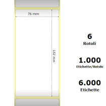 White 76x152mm,1000 Et/Rotolo Z-1000D, 3x6x3 Core, 6 Rolls ZE3006255