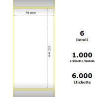 White 76x152mm,1000 Et/Rotolo Z-1000D, 3x6x3 Core, 6 Rolls ZE3006255