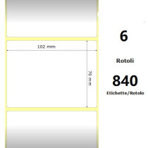 White 102x76mm, 840 Et/Rotolo Z-2000D 4x3x1 Core, 6 Rolls ZE10010032