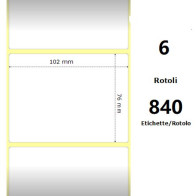 White 102x76mm, 840 Et/Rotolo Z-2000D 4x3x1 Core, 6 Rolls ZE10010032