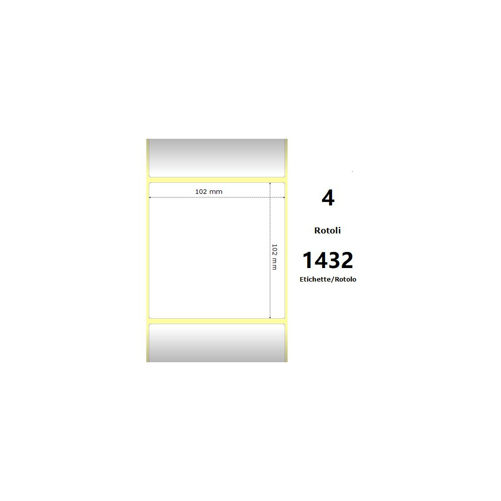 White 102x102mm,1432 Et/Rotolo Z-1000D, 4x4x3 Core ,4 Rolls ZE880746-101