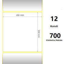 White 102x102mm, 700 Et/Rotolo Z-1000D,4x4x1 Core ,12 Rolls ZE880191-101D