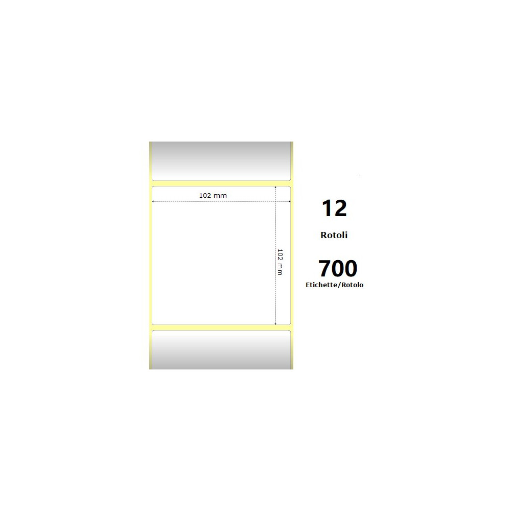 White 102x102mm, 700 Et/Rotolo Z-1000D,4x4x1 Core ,12 Rolls ZE880191-101D