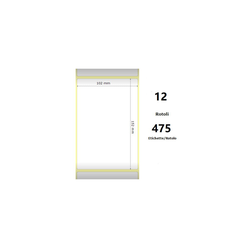 White 102x152mm, 475 Et/Rotolo Z-1000D,4x6x1 Core ,circonferenza 111mm ZE800284-605