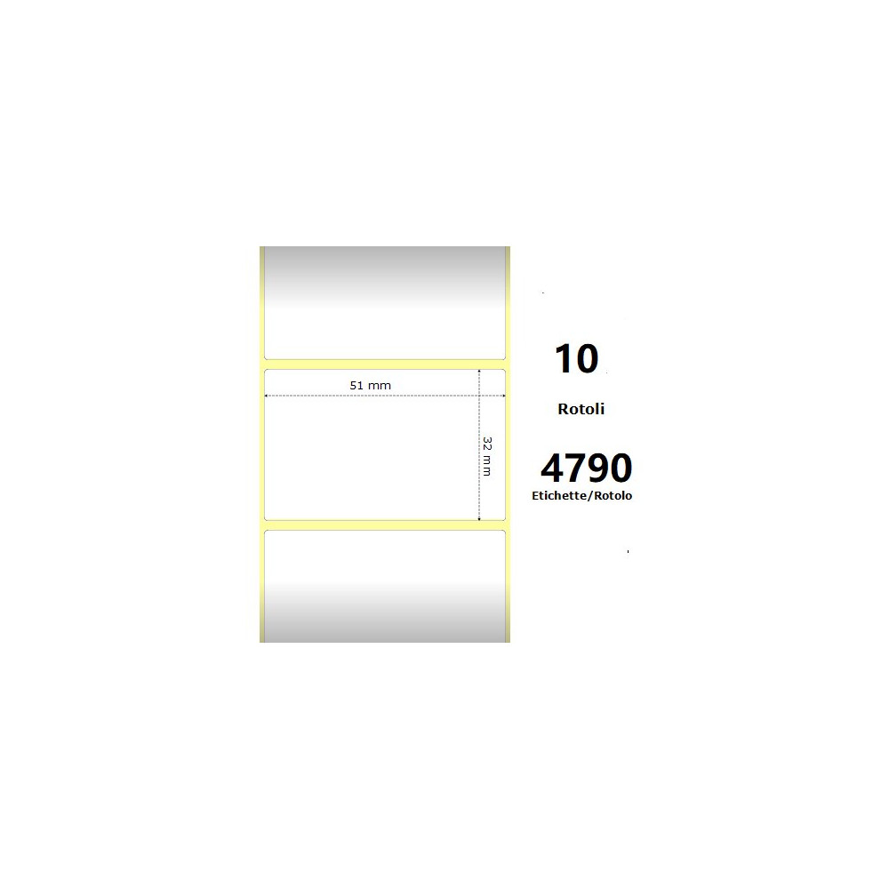 White 51x32mm,4790 Et/Rotolo Z-1000D, 2x1.3x3 Core,circonferenza 182mm ZE3004861-T