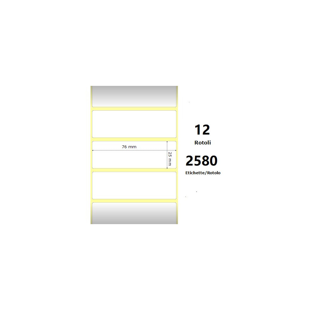White 76x25mm, 2580 Et/Rotolo Z-2000D, 3x1x1 Core,circonferenza 108mm ZE800263-105