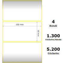 White 100x50mm,1300 Et/Rotolo Z-2000D,3.9x2x1 Core,circonferenza 108mm ZE87000