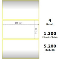 White 100x50mm,1300 Et/Rotolo Z-2000D,3.9x2x1 Core,circonferenza 108mm ZE87000