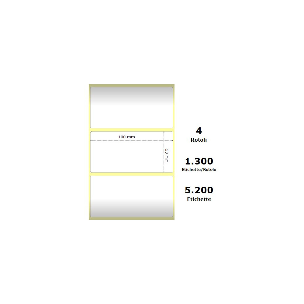 White 100x50mm,1300 Et/Rotolo Z-2000D,3.9x2x1 Core,circonferenza 108mm ZE87000