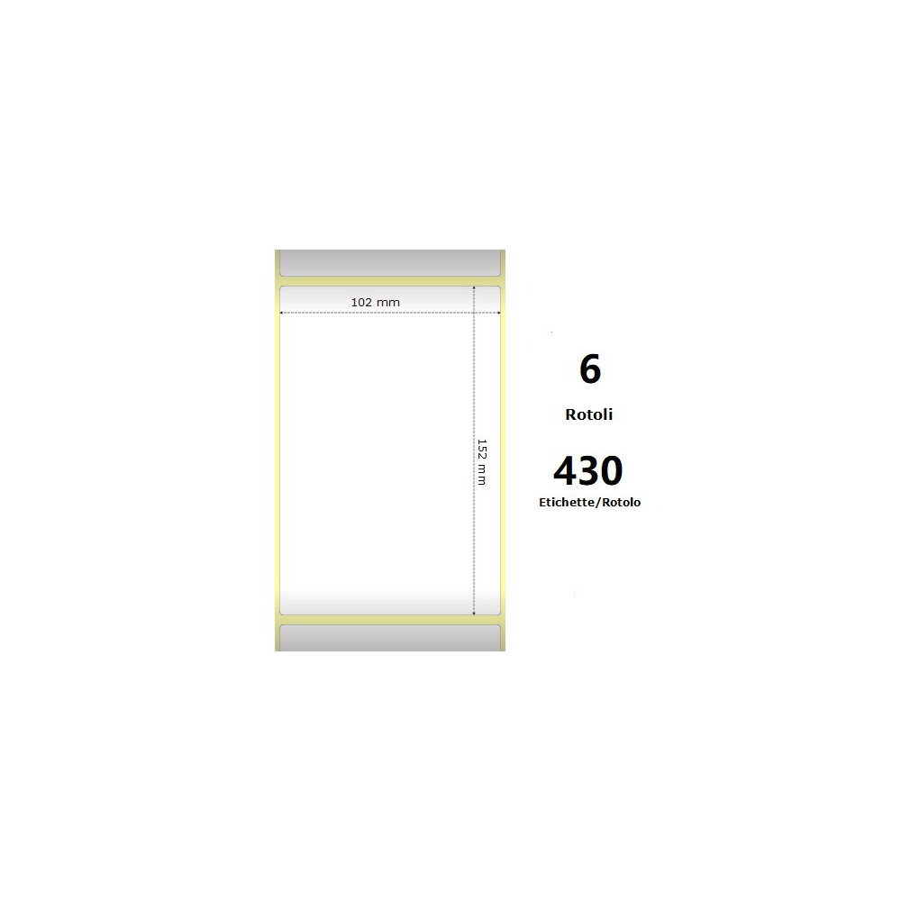 White 102x152mm, 430 Et/Rotolo Z-2000D 4x6x1 Core,circonferenza 106mm ZE10010034