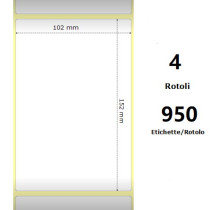 White 102x152mm,950 Et/Rotolo Z-2000D, 4x6x3 Core,circonferenza 173mm ZE200963