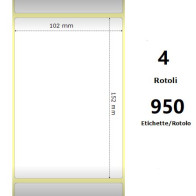 White 102x152mm,950 Et/Rotolo Z-2000D, 4x6x3 Core,circonferenza 173mm ZE200963