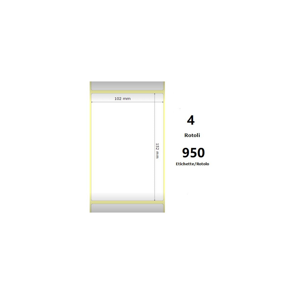 White 102x152mm,950 Et/Rotolo Z-2000D, 4x6x3 Core,circonferenza 173mm ZE200963