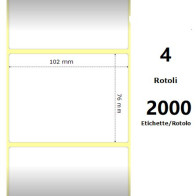 White 102x76mm, 2000 Et/Rotolo Z-1000D 4x3x 3 Core,circonferenza 178mm ZE10000302